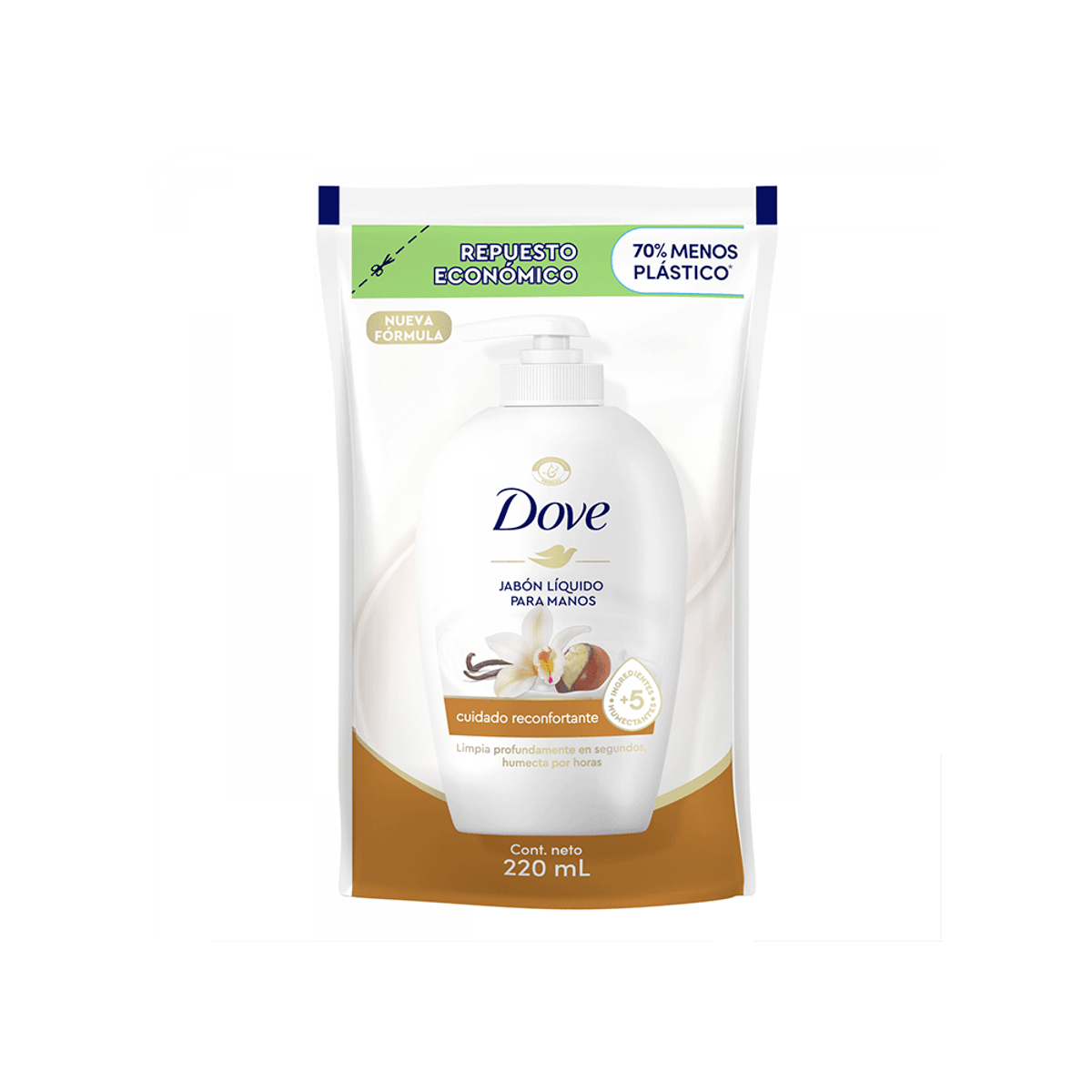 DOVE JABÓN LÍQUIDO CUIDADO RECONFORTANTE X 220 ML REPUESTO